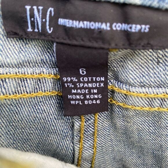 INC Women's Light Wash High-Rise Straight Jeans Size 6 Blue Studded - Picture 9 of 9